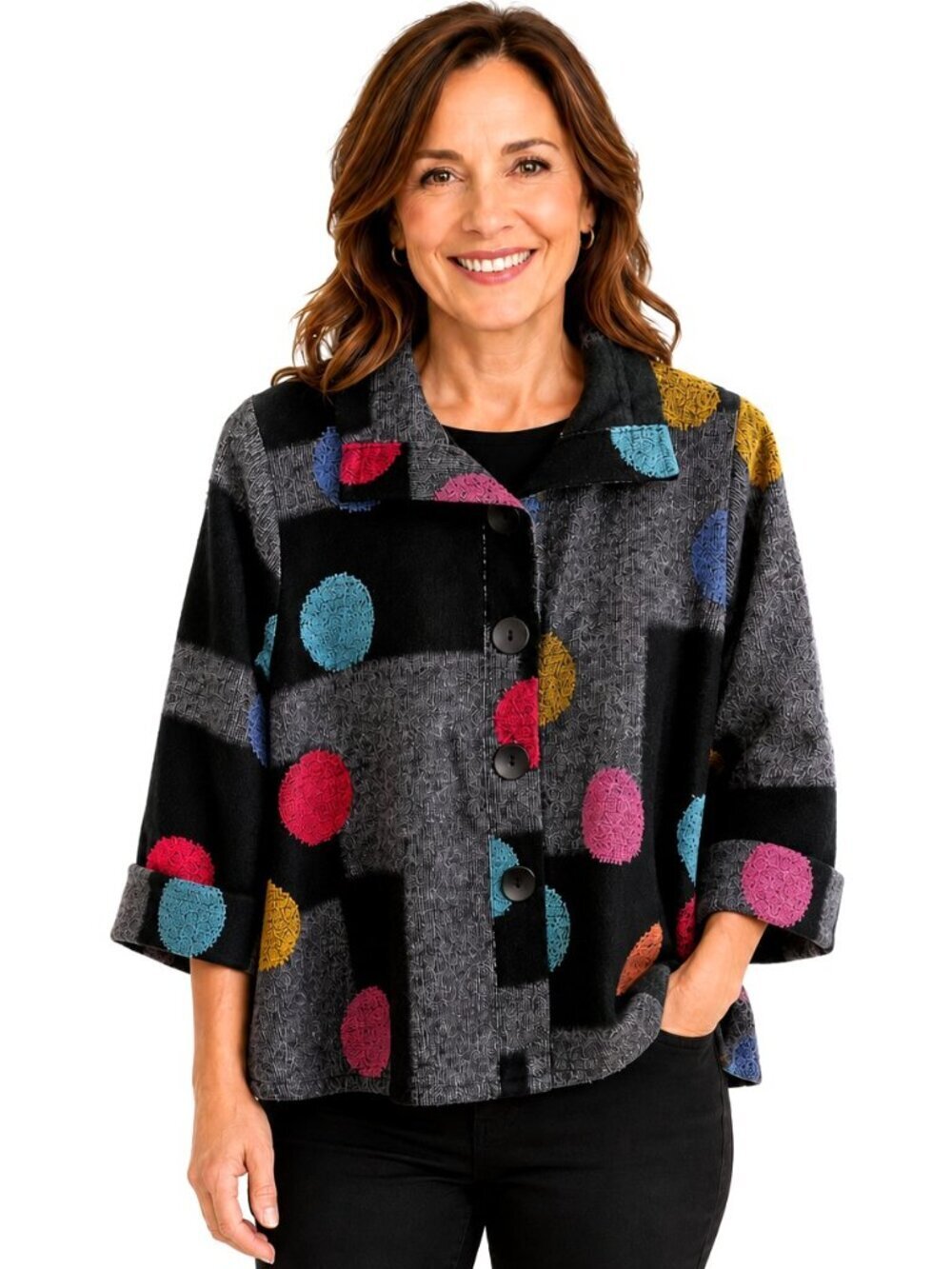 Damee Multicolor Dot Print Jacket